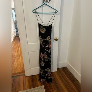 Windsor spaghetti strap cross back floor length formal dress